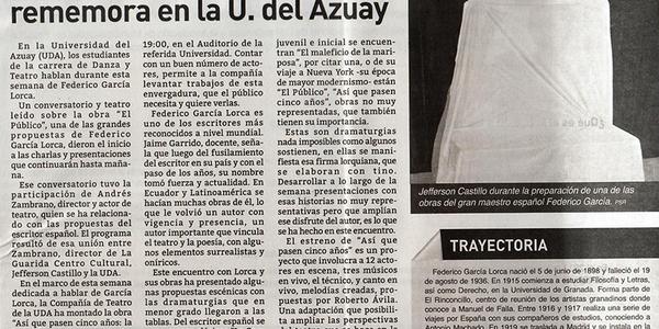 El legado de García Lorca se rememora en la U. del Azuay