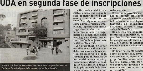 UDA en segunda fase de inscripciones